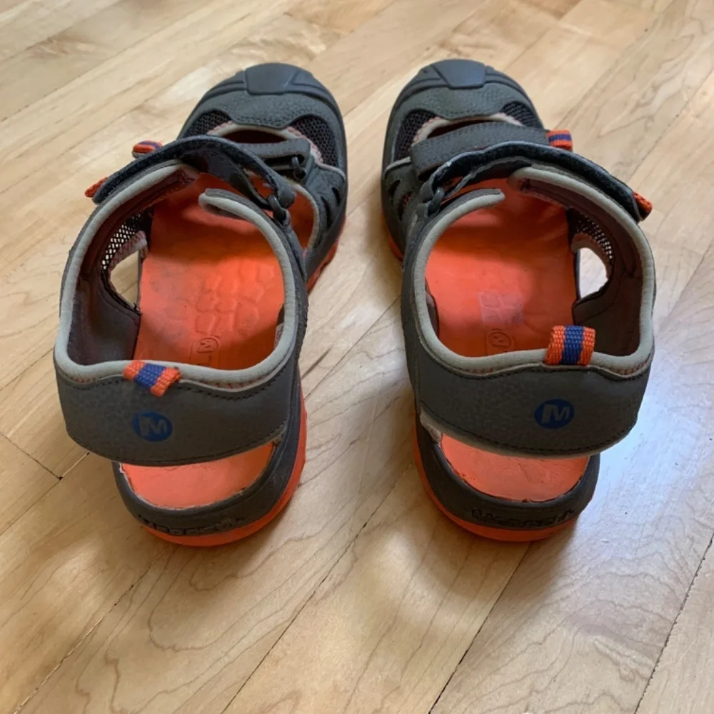 Merrell Boys Hydro Rapid Hiking Sandals Size 7 Orange Gray